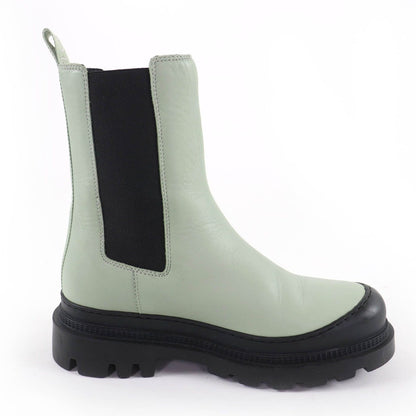 Loewe Workman Logo Leather Boots Green Black Heel 38 — view 5