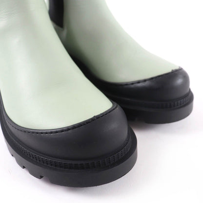 Loewe Workman Logo Leather Boots Green Black Heel 38 — view 7