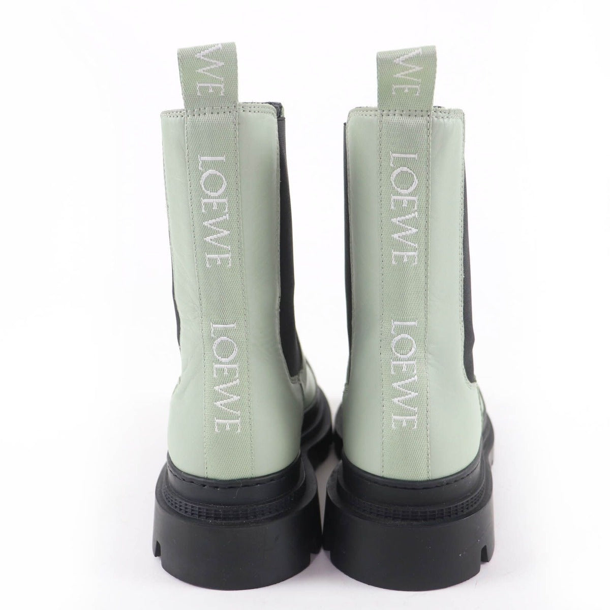 Loewe Workman Logo Leather Boots Green Black Heel 38 — view 8