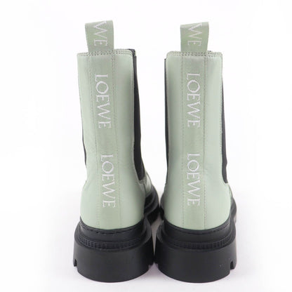 Loewe Workman Logo Leather Boots Green Black Heel 38 — view 8