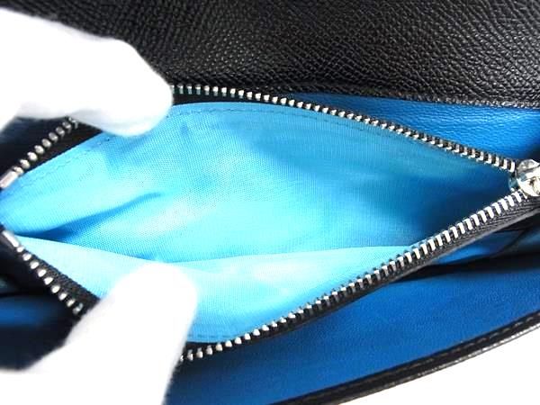 Bvlgari Leather Trifold Long Wallet Billfold Coin Purse Card Holder Black