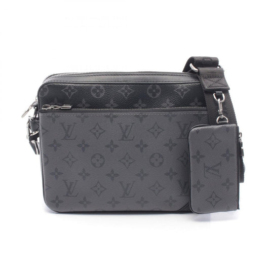 Louis Vuitton Shoulder Bag Trio Messenger Canvas Leather Gray Black