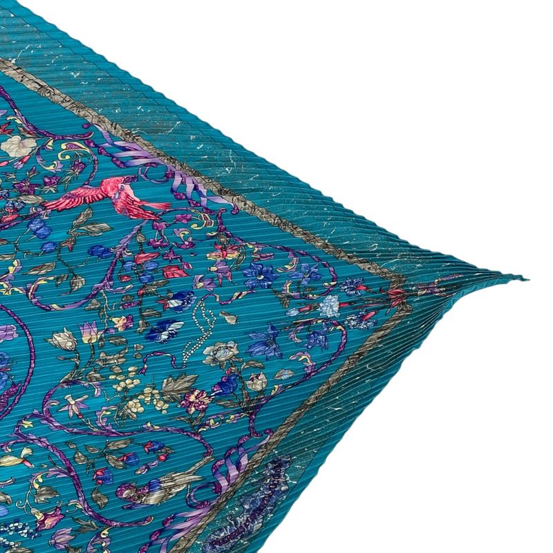Hermes Scarf Silk Pleated Oriental And Western Jewel Multicolor With Box