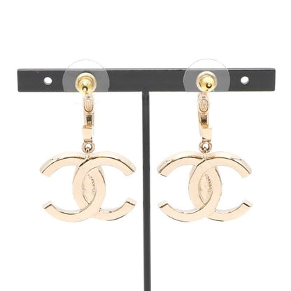 Chanel Earrings Earring Gold Coco Mark Rhinestone Half Hoop