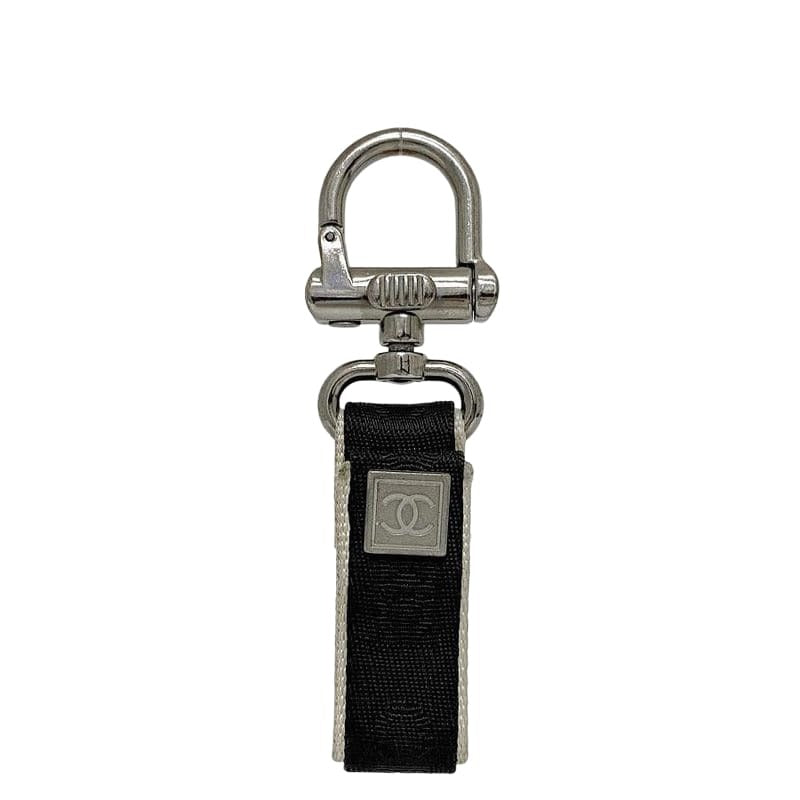 Chanel Key Ring Black Gray Silver