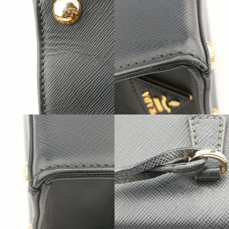 Prada Framed Top Handle Tote Black Saffianoleather 7/9
