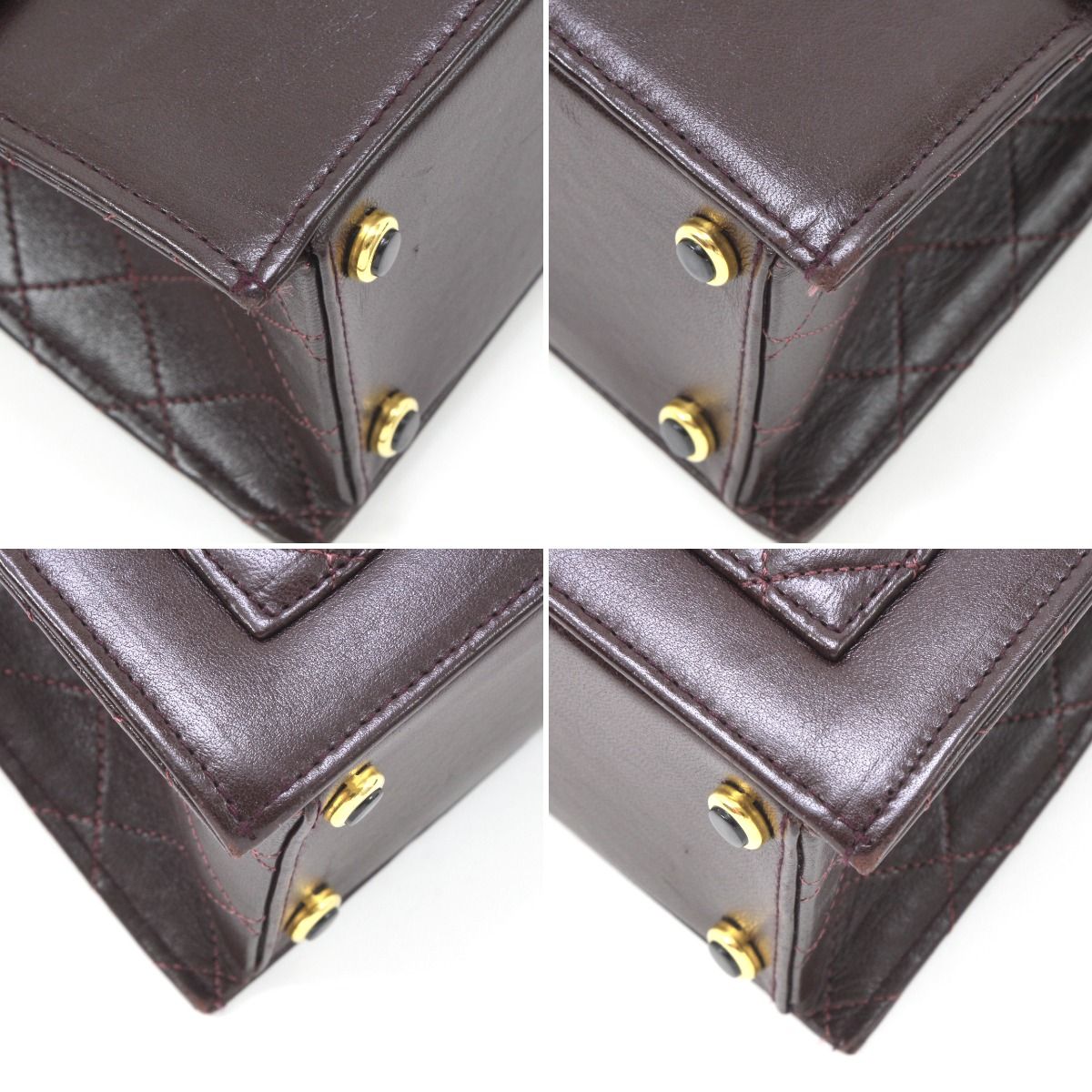 Chanel Matelasse Shoulder Bag Leather Dark Brown