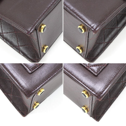 Chanel Matelasse Shoulder Bag Leather Dark Brown