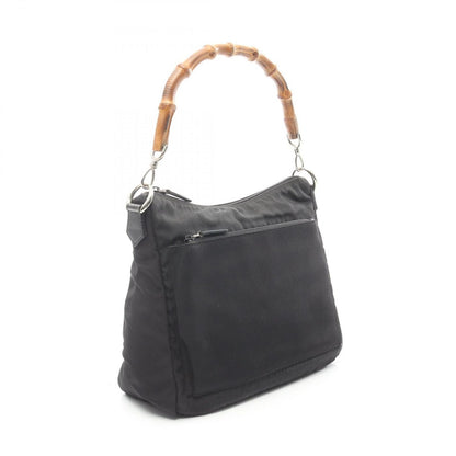 Gucci Shoulder Bag Bamboo 000 Black Canvas Leather 2-Way — view 2