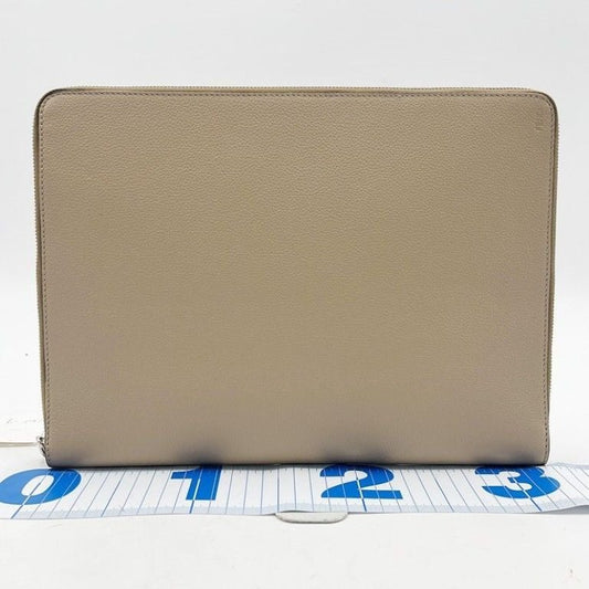 Fendi Clutch Beige Leather Silver