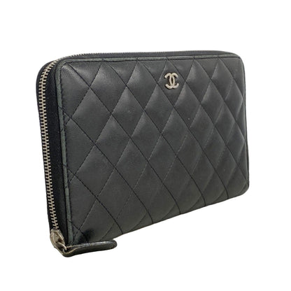 Chanel Wallet Quilted Lambskin Black Silver — view 2