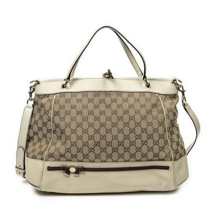 Gucci Large Web Mayfair Top Handle Beige Ivory GG Canvas