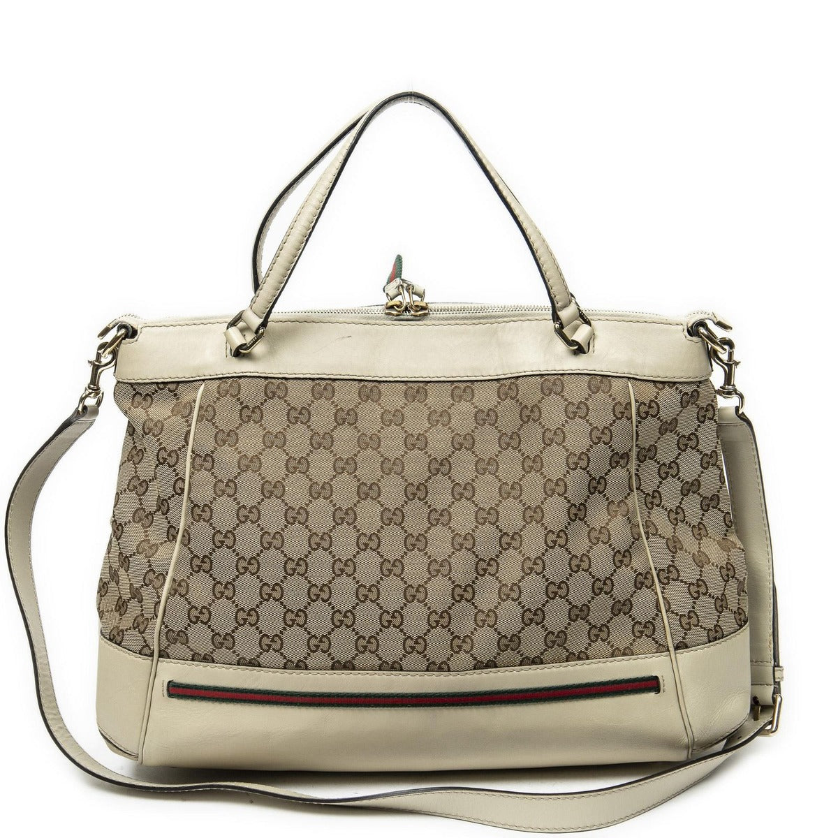 Gucci Large Web Mayfair Top Handle Beige Ivory GG Canvas — view 5