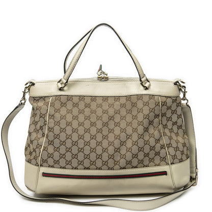 Gucci Large Web Mayfair Top Handle Beige Ivory GG Canvas — view 5