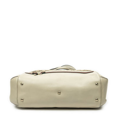 Gucci Large Web Mayfair Top Handle Beige Ivory GG Canvas — view 6