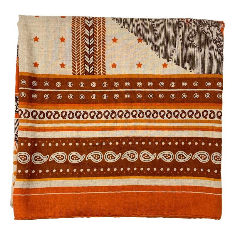 Hermes | 140 Selle De Dignitaire Bandana Cashmere Silk High Official's Saddle