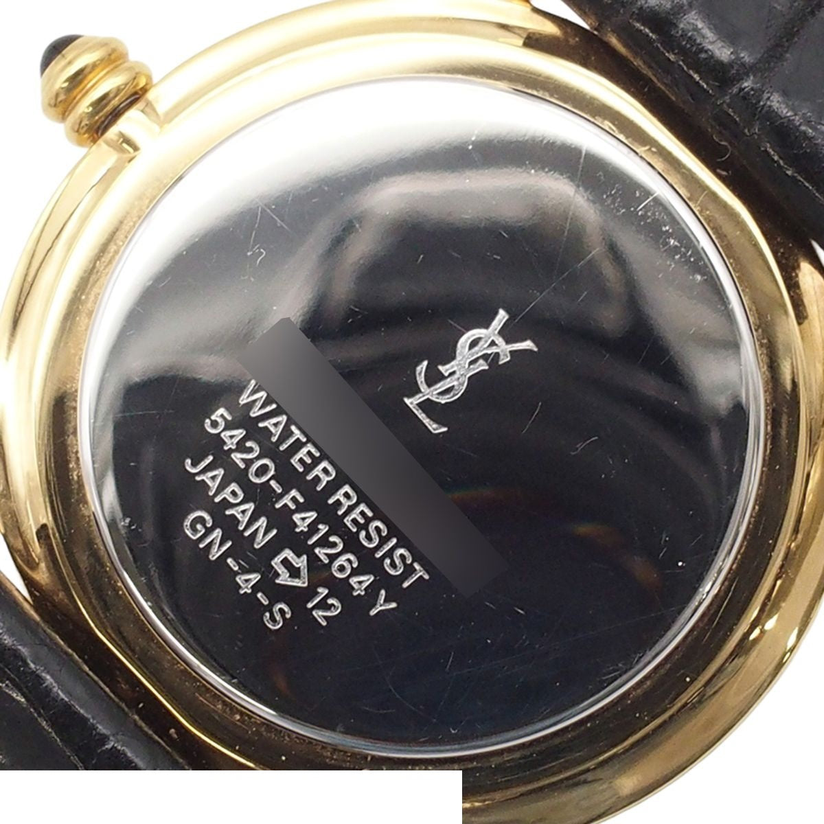 Saint Laurent Round Watch Logo Gold Silver SS Leather Quartz — view 4