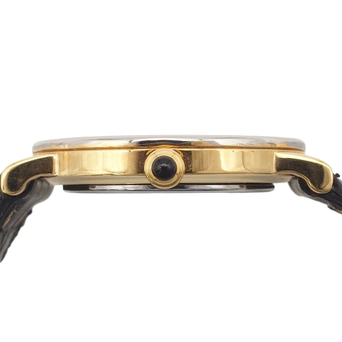 Saint Laurent Round Watch Logo Gold Silver SS Leather Quartz — view 6