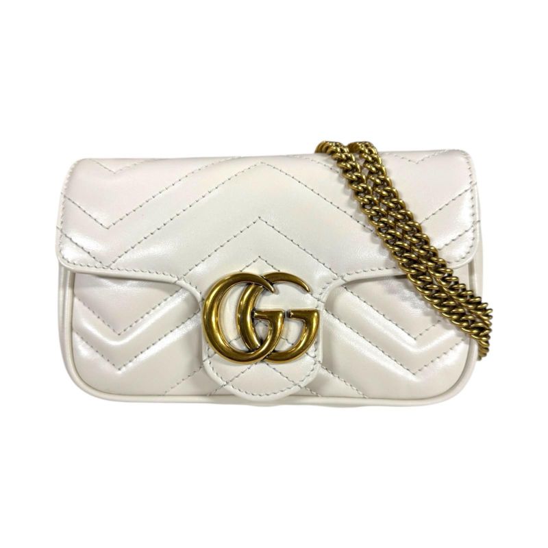 Gucci GG Marmont Shoulder Bag Leather 476433 White Ladies Gucci  Gucci
