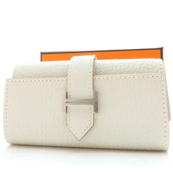 Hermes Bearn Key Case 4 Series Chevre White