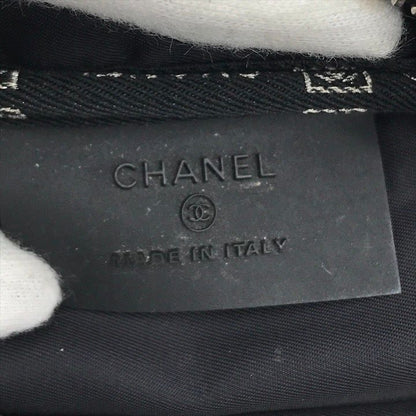 Chanel CC Logo Sports Waist Body Shoulder Bag Black Lame