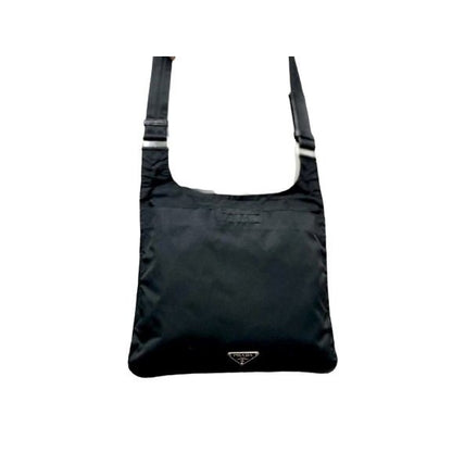 Prada Shoulder Bag Triangle Logo Black Nylon Leather