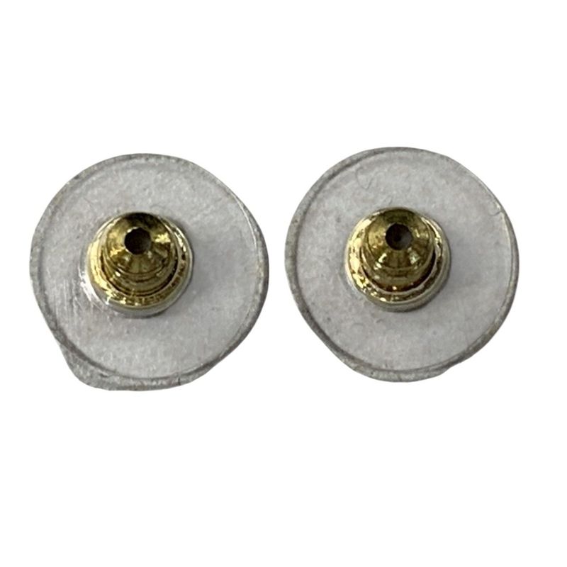 2941 Chanel Coco Mark Earrings Rhinestone Silver Metal Accessories F22V