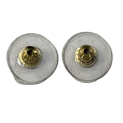 2941 Chanel Coco Mark Earrings Rhinestone Silver Metal Accessories F22V