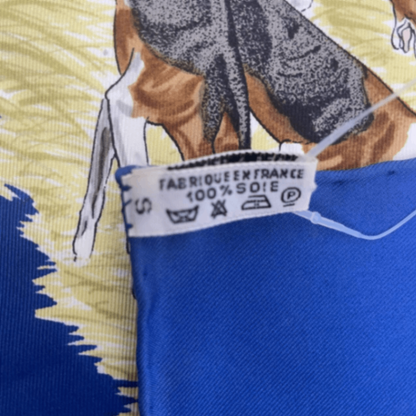Hermes Carre 90 LE Laisser Courre Hound Blue 100% Silk Scarf