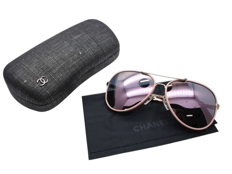 Chanel Teardrop Sunglasses CC Logo Chain Temple Mirror Lens Eyewear