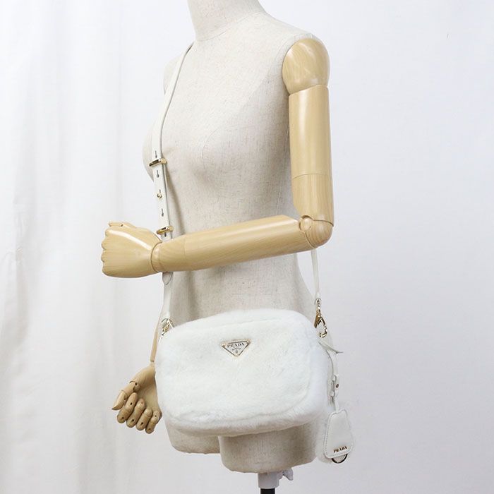 Prada 1bh192 2EC9 F0009 Crossbody Shoulder Bag Faux Fur Leather Women