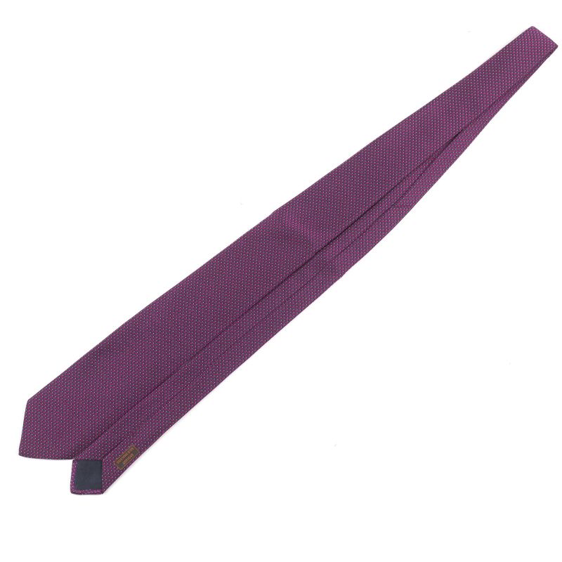 Hermes 659122t Cravate 100% Silk Marine Framboise Blanc Embroidered Heart