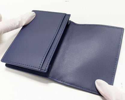 Bottega Veneta Business Card Holder With Depth Intrecciato Calf Blue Outlet