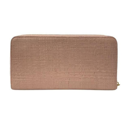 Loewe Linen Zip Wallet Long Wallet Round Zipper Anagram Leather Pink Beige