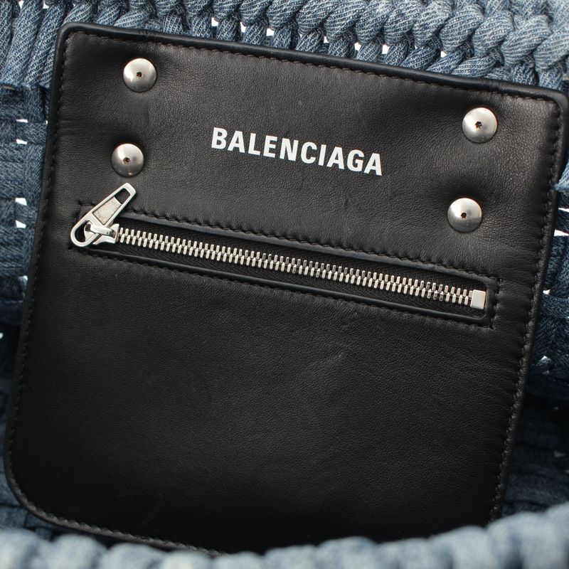Balenciaga Bistro XS Denim Basket 2WAY Shoulder Handbag 671342 Indigo Blue