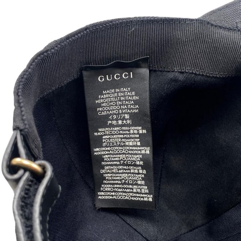 Gucci Hat Baseball Cap 200035 XL Size Original GG Canvas Black Gucci