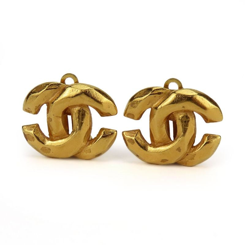Chanel Earrings Coco Mark Metal Gold Accessories 99 P Plated