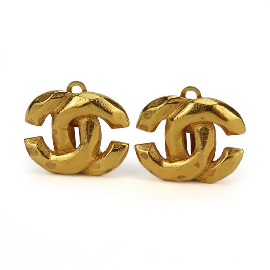 Chanel Earrings Coco Mark Metal Gold Accessories 99 P Plated