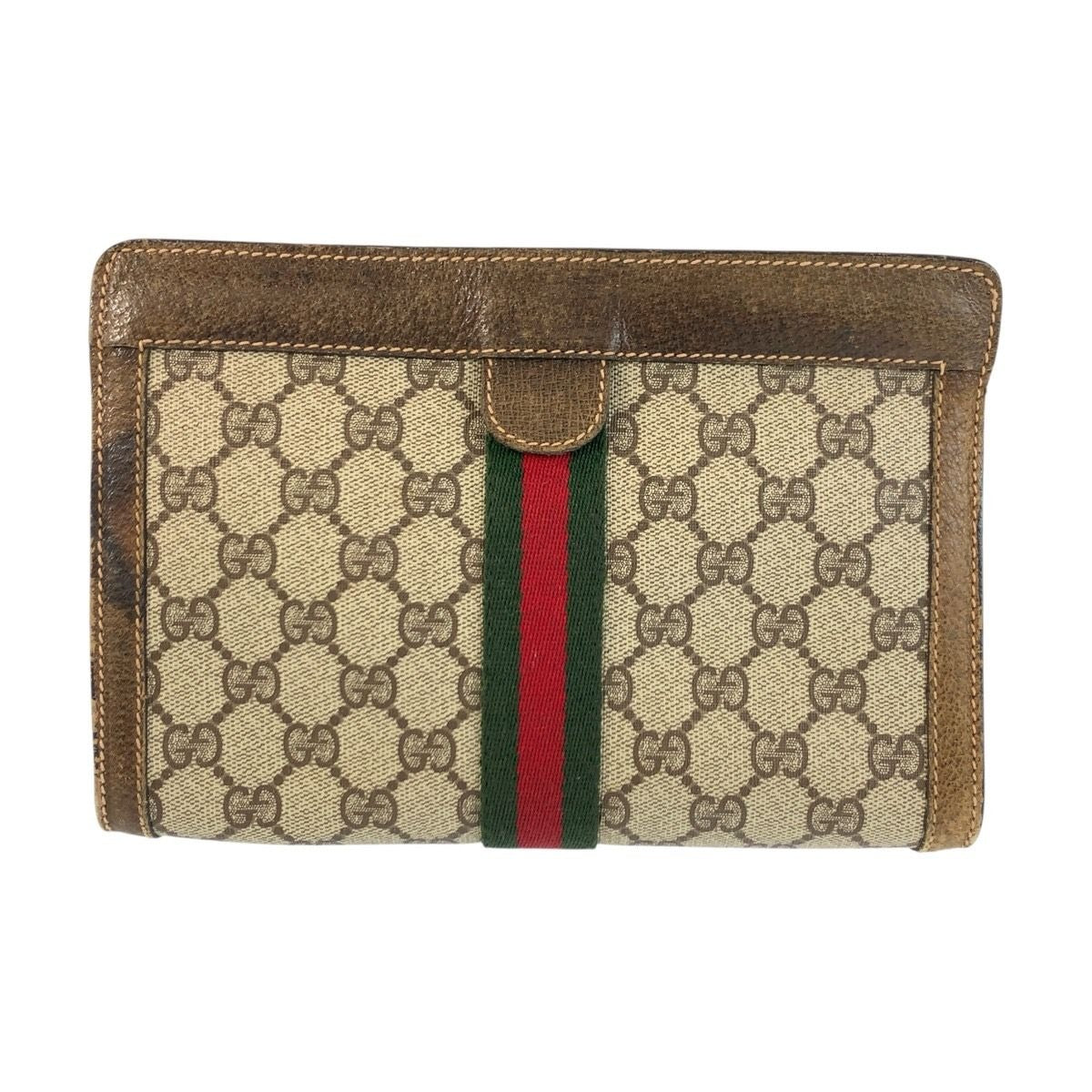 Gucci Vintage Sherry Clutch Beige Brown