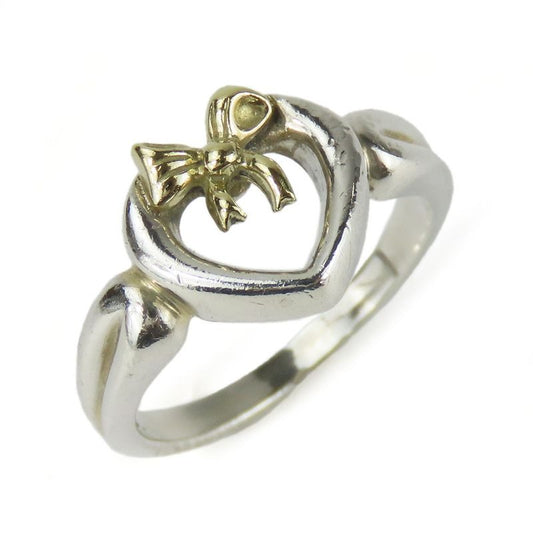 Tiffany & Co Ring Heart Ribbon Silver 925 18K Yellow Gold 3.2