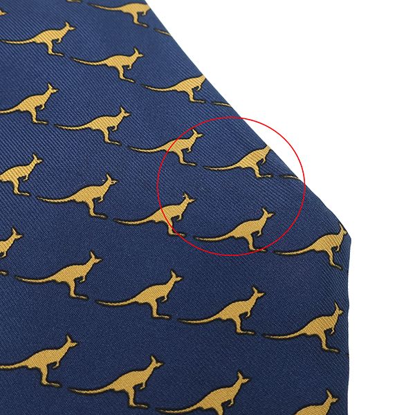 Hermes Tie Animal Print 8cm (3.15in) Silk Navy and Yellow Navy Blue Yellow