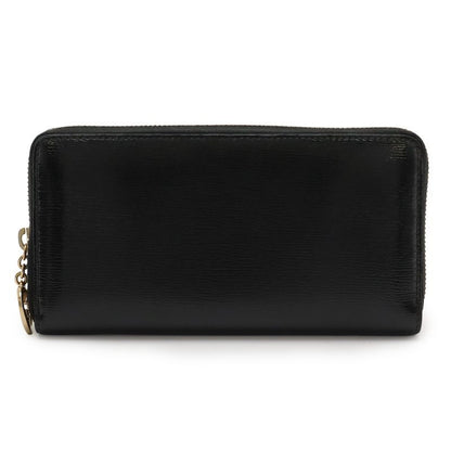 Gucci Lovely Round Zipper Long Wallet Shiny Leather Black Gold Hardware