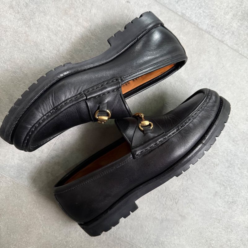 Gucci Horsebit Loafers Leather Black Gold Hardware 35 1 2 22.5cm (8.86in)