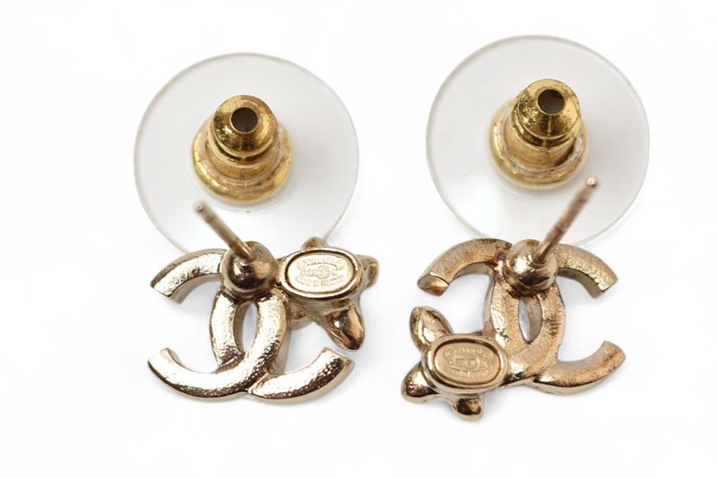 Chanel Earrings Accessories Chanel Mini CC Flower Rhinestone Gold C23