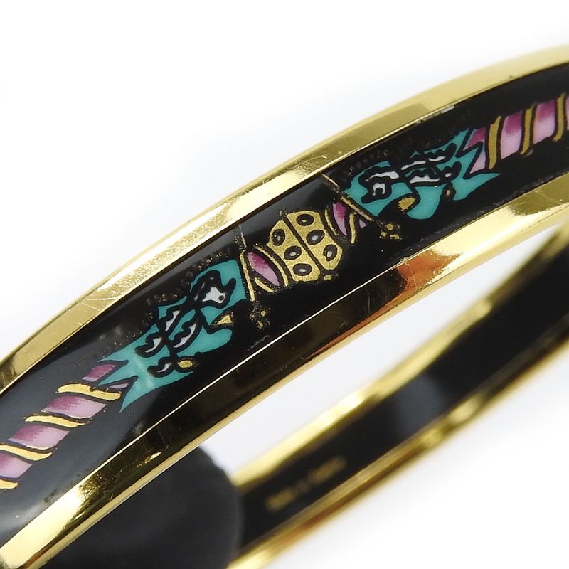 Hermes Bracelet Emile PM Metal Cloisonne Multicolor Black Gold Hardware