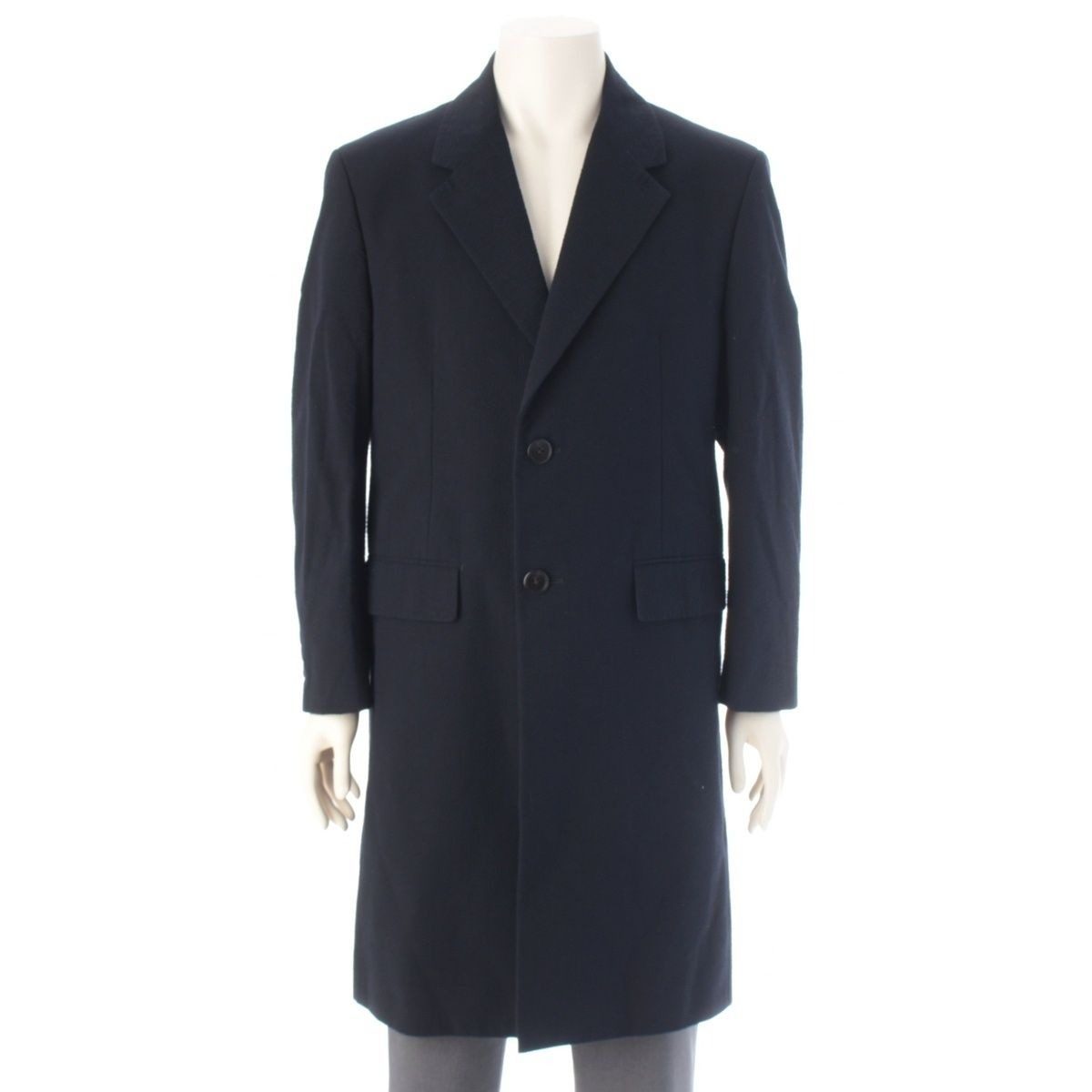 Prada Cotton Seersacquer Chesterfield Jacket Coat Navy