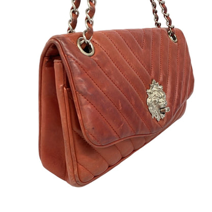 Chanel Shoulder Bag Chez Blanc Lion Lambskin Red Silver — view 2