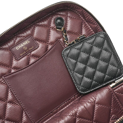 Chanel Matelasse Vanity Handbag Caviar Skin Black With Gold Hardware Ladies Bag