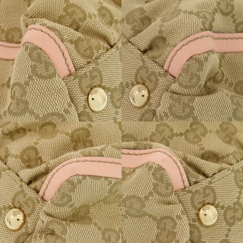 Gucci Abby GG Canvas Leather 189831 Beige Pink Handbag Tote Bag 0974 Gucci