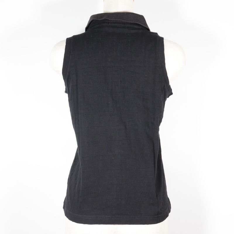 Fendi Sleeveless Zucca Cotton Black Women's Polo Shirt